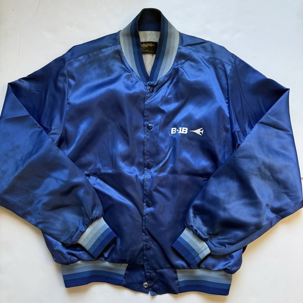 Vtg 80s‎ Swingster B-1B Satin Bomber Jacket Sz XL? Military Aerospace USA Made